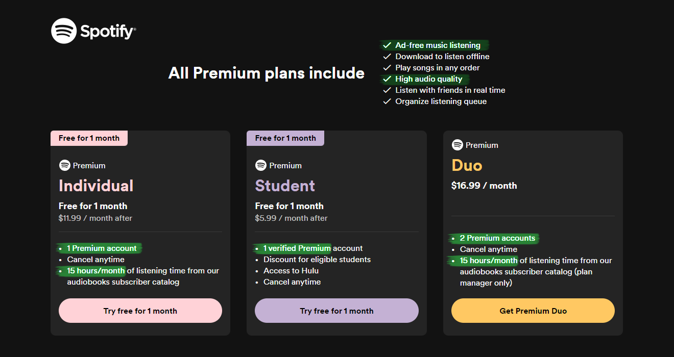 Spotify-subscription-pricing-entitlements